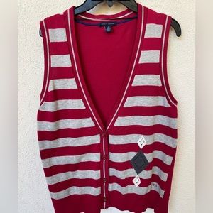 Very cute! Tommy Hilfiger, med. 100% cotton, button down sweater vest.